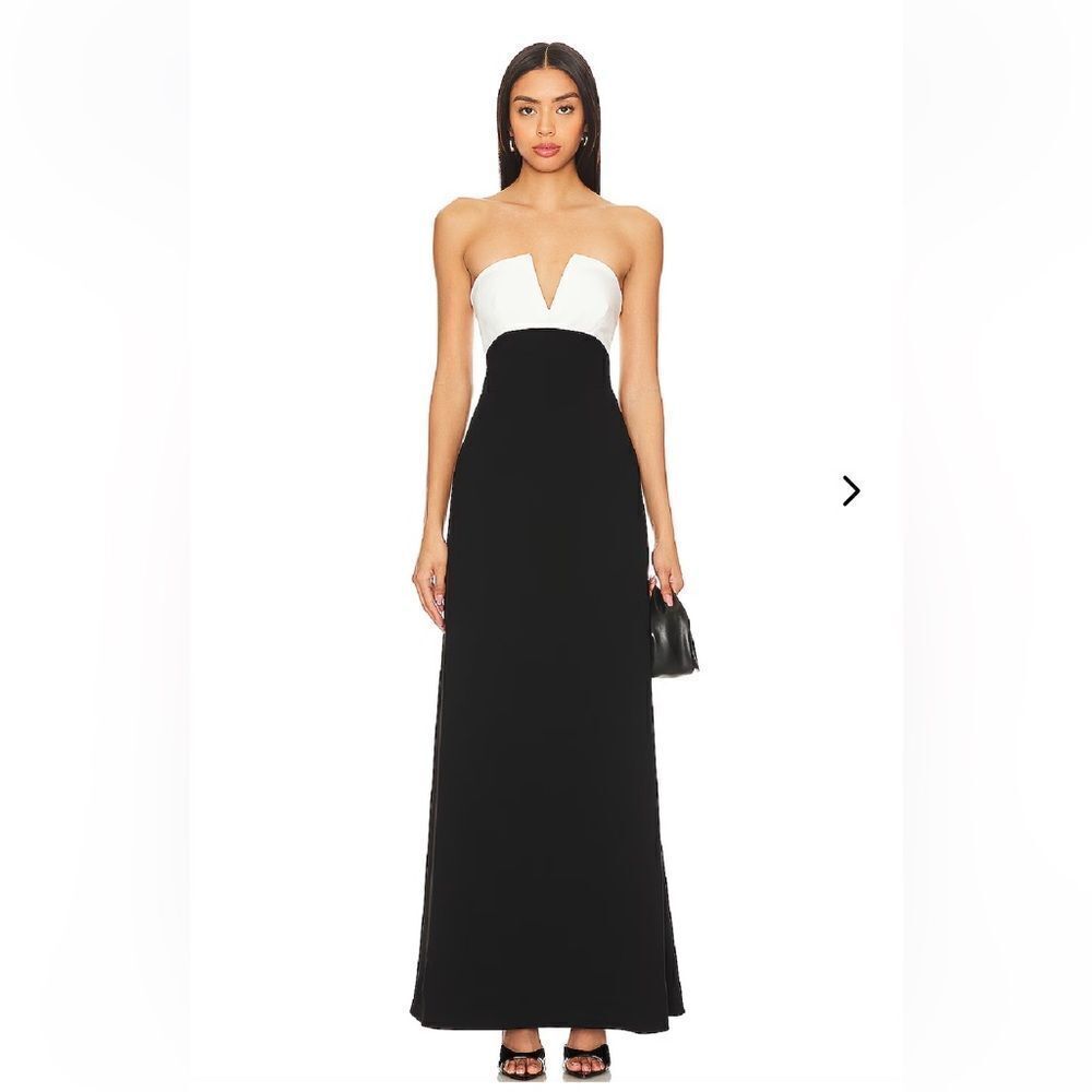 NWT Lovers and Friends Anais strapless gown black white wedding party Revolve M